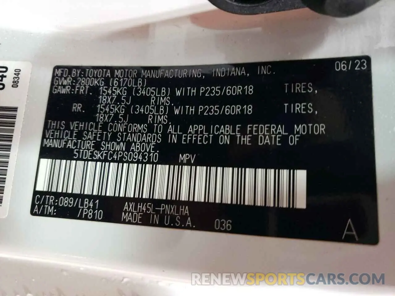 15 fotografías del automóvil dañado 5TDESKFC4PS094310 TOYOTA SIENNA 2023