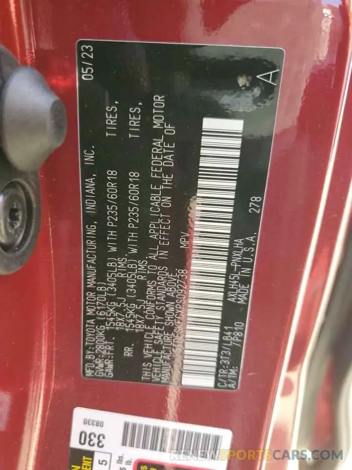14 fotografías del automóvil dañado 5TDESKFCXPS092738 TOYOTA SIENNA 2023
