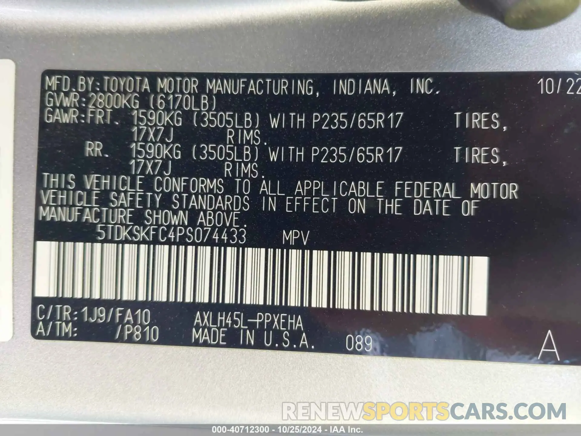 9 fotografías del automóvil dañado 5TDKSKFC4PS074433 TOYOTA SIENNA 2023