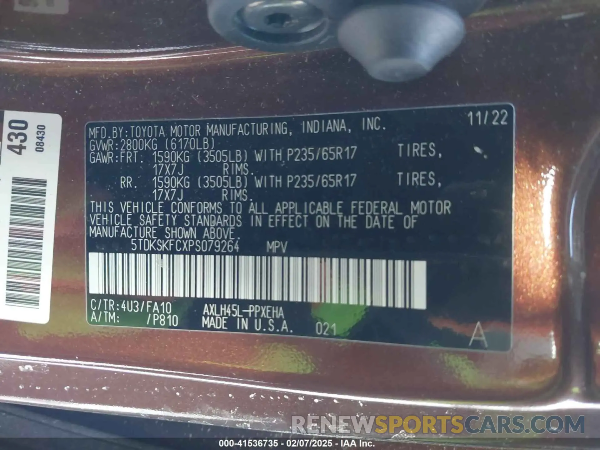 9 fotografías del automóvil dañado 5TDKSKFCXPS079264 TOYOTA SIENNA 2023