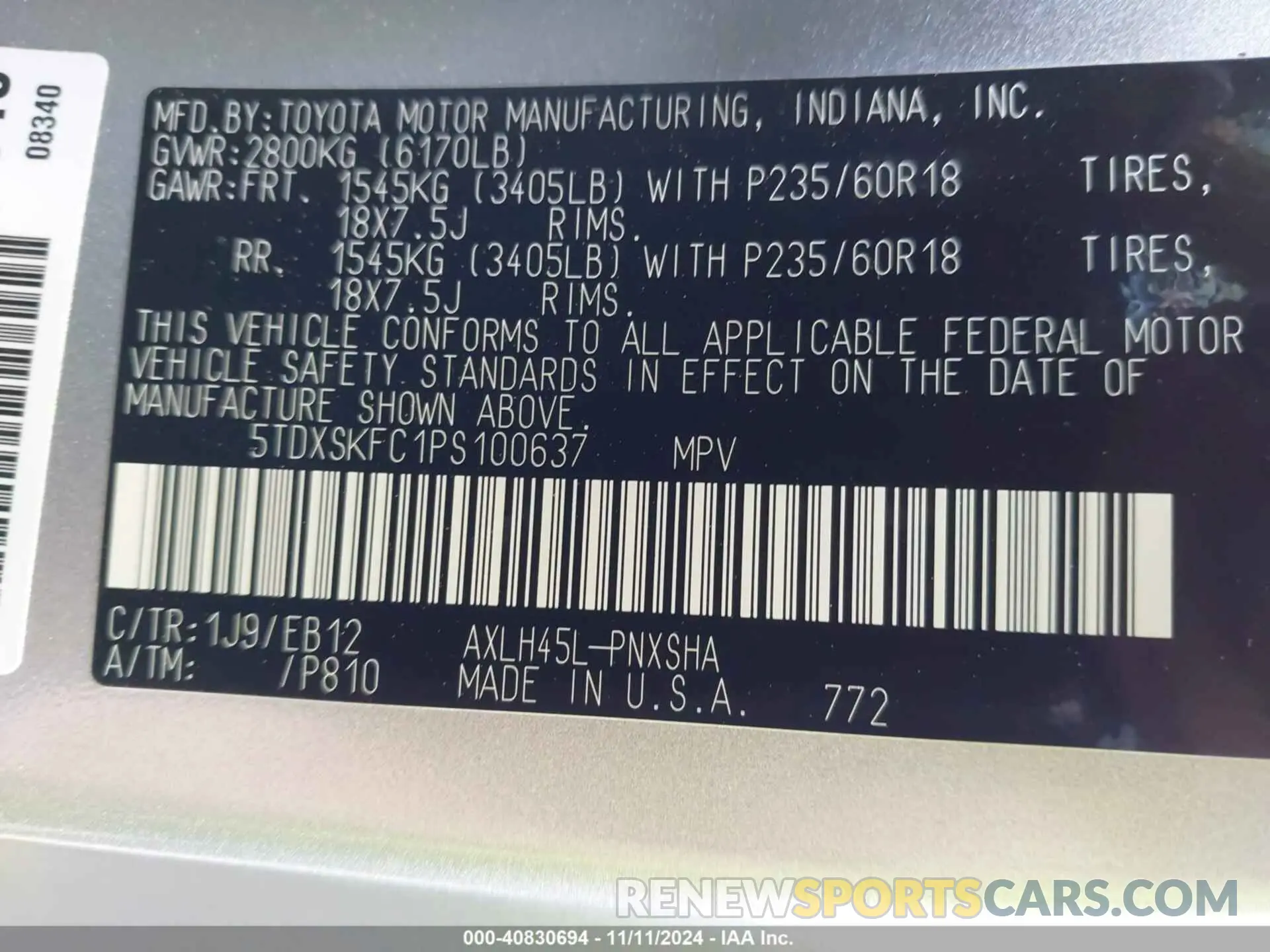 9 fotografías del automóvil dañado 5TDXSKFC1PS100637 TOYOTA SIENNA 2023