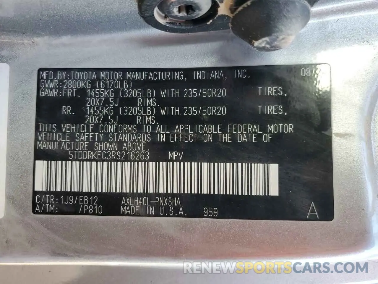 13 fotografías del automóvil dañado 5TDDRKEC3RS216263 TOYOTA SIENNA 2024