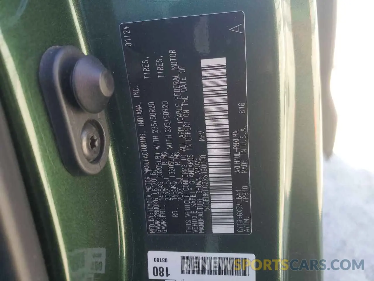 13 fotografías del automóvil dañado 5TDERKEC2RS190050 TOYOTA SIENNA 2024