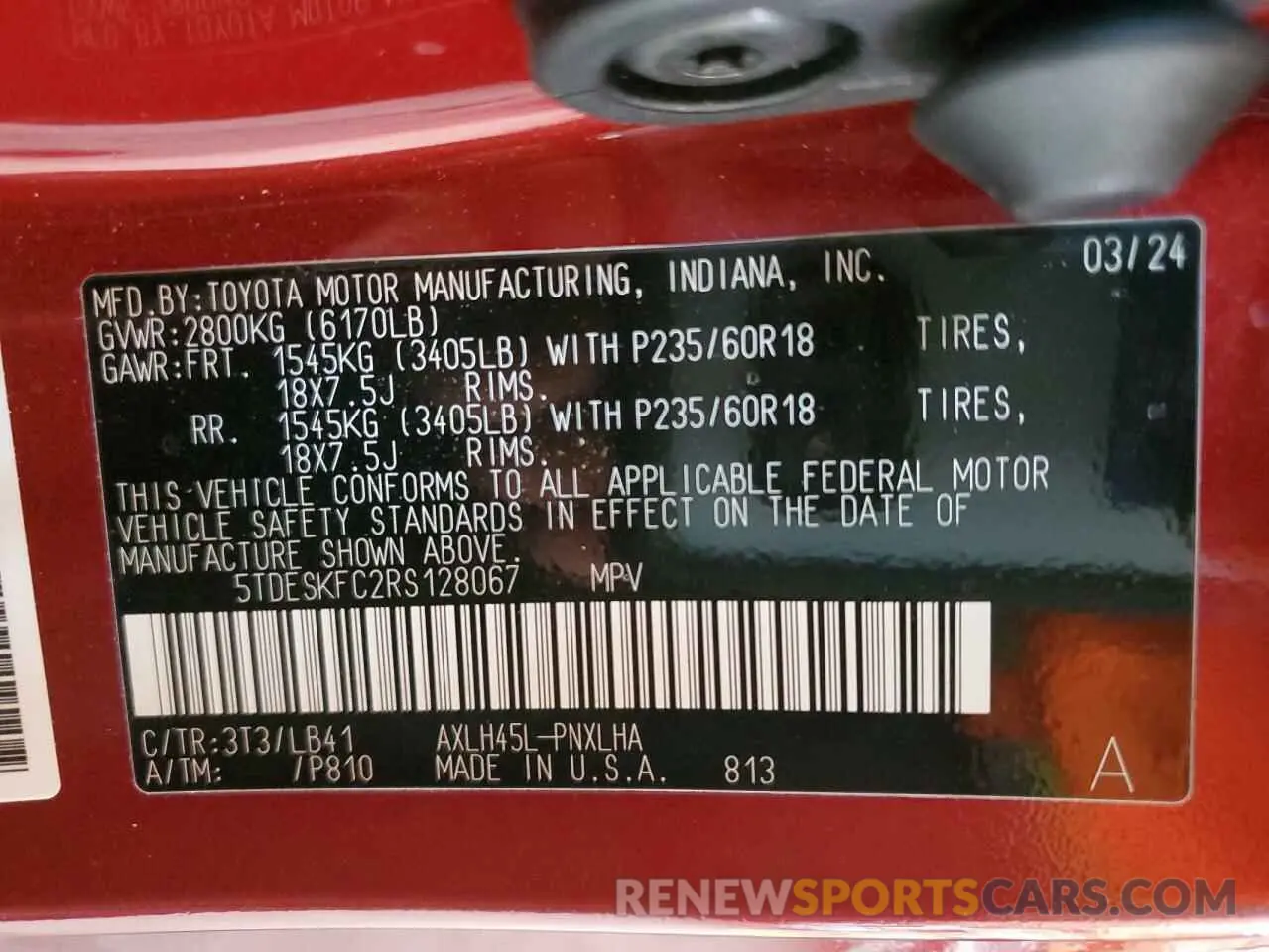 13 fotografías del automóvil dañado 5TDESKFC2RS128067 TOYOTA SIENNA 2024