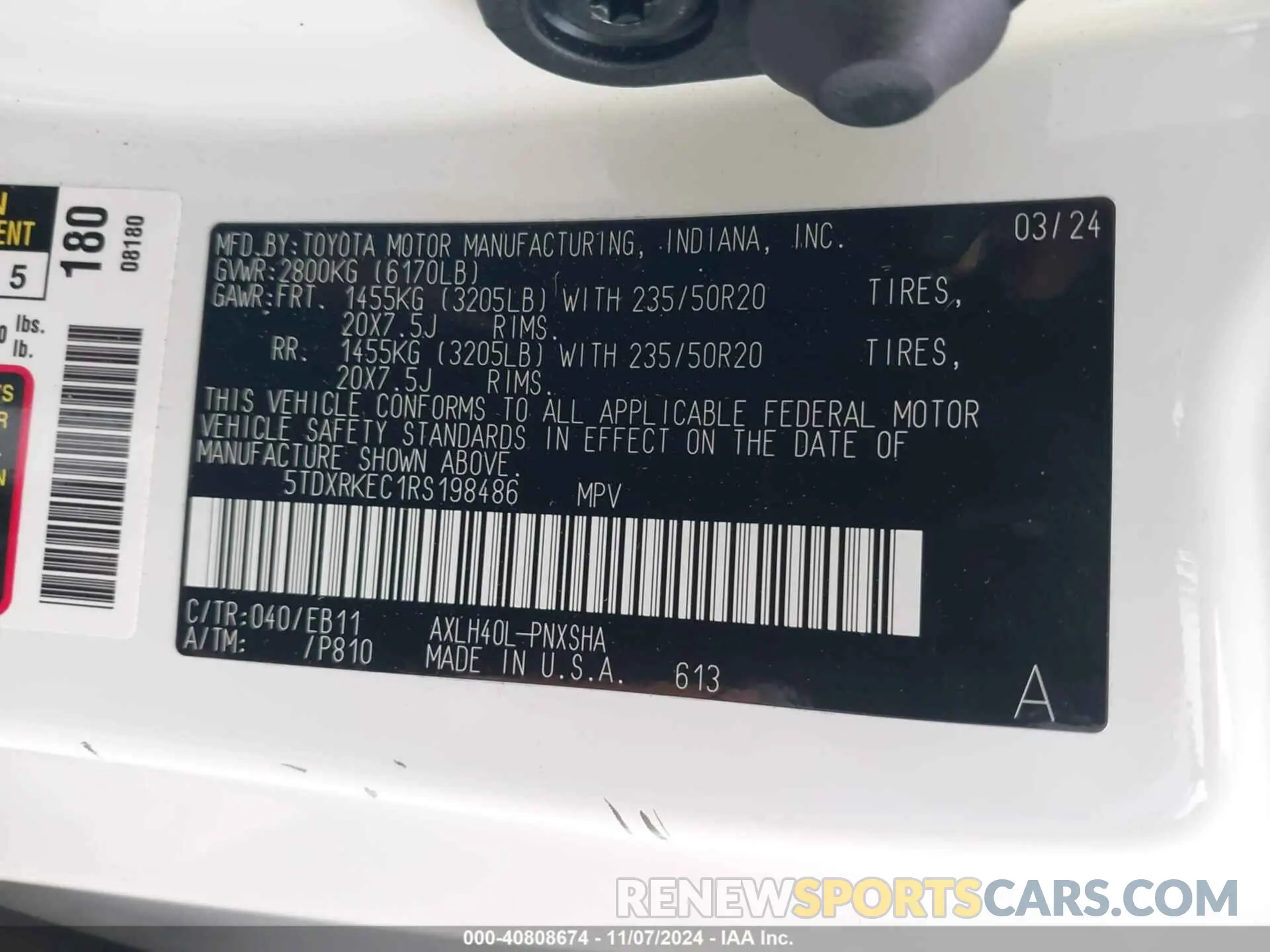 9 fotografías del automóvil dañado 5TDXRKEC1RS198486 TOYOTA SIENNA 2024