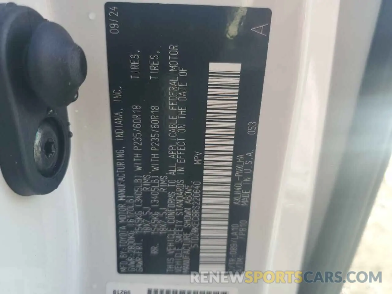 13 fotografías del automóvil dañado 5TDZRKEC8RS220640 TOYOTA SIENNA 2024