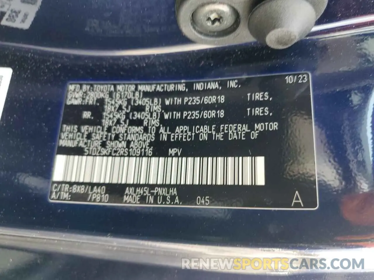 13 fotografías del automóvil dañado 5TDZSKFC2RS109116 TOYOTA SIENNA 2024