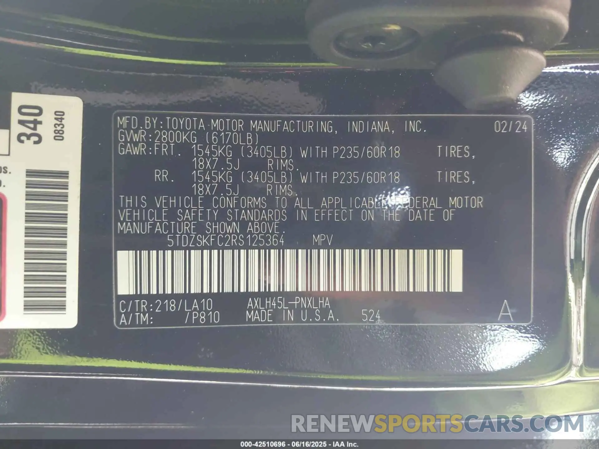 9 fotografías del automóvil dañado 5TDZSKFC2RS125364 TOYOTA SIENNA 2024