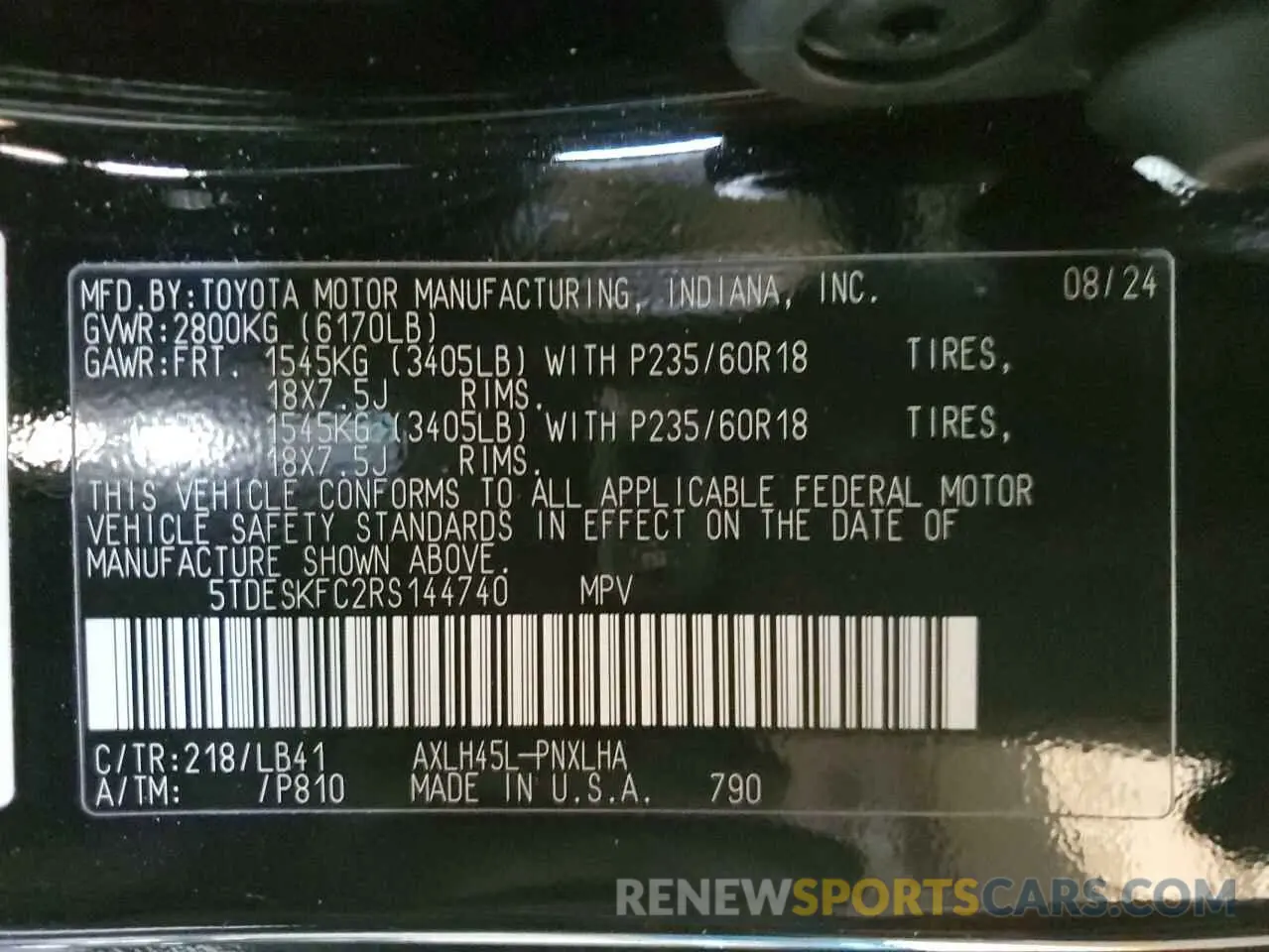 14 fotografías del automóvil dañado 5TDESKFC2RS144740 TOYOTA SIENNA PLA 2024