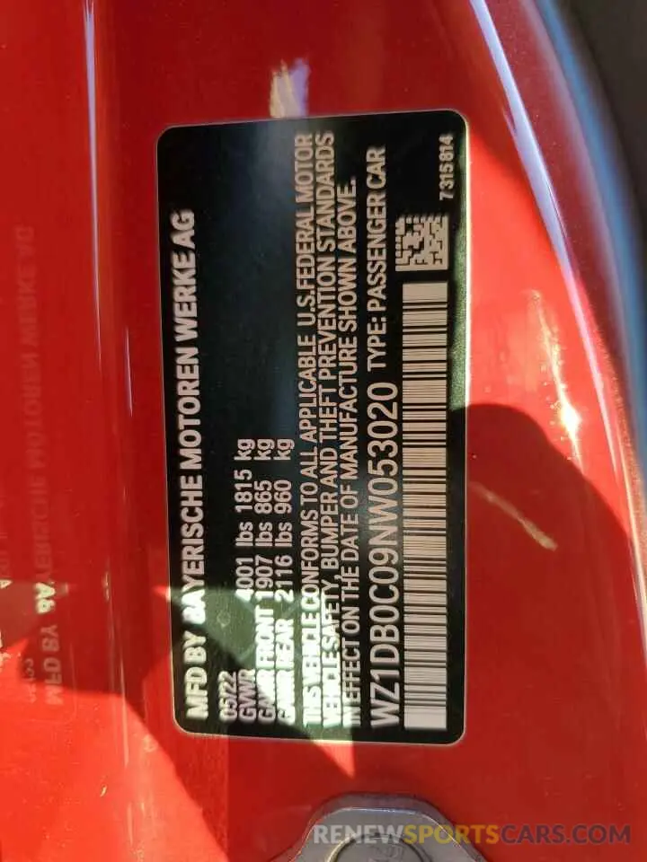 12 fotografías del automóvil dañado WZ1DB0C09NW053020 TOYOTA SUPRA 2022