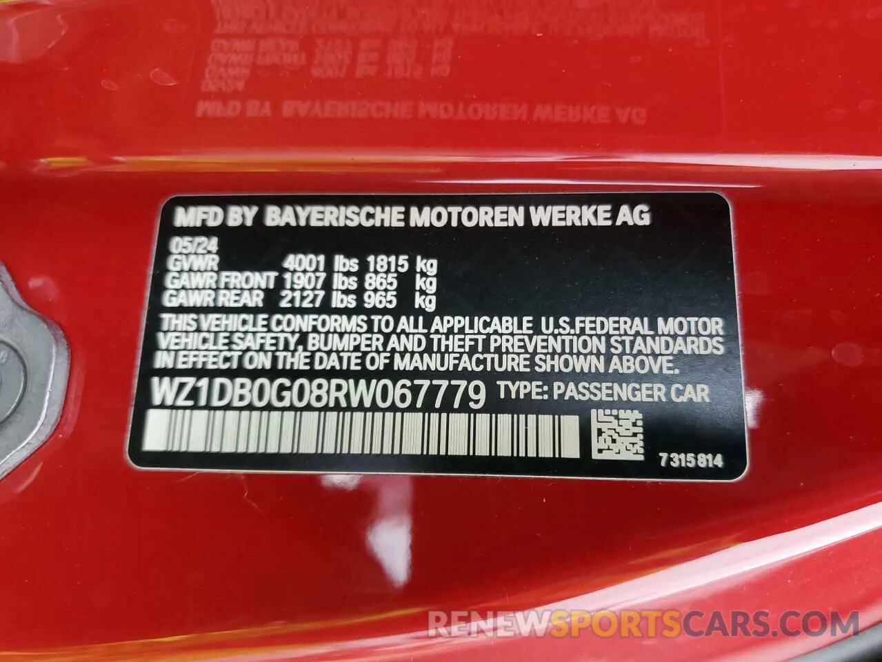 14 fotografías del automóvil dañado WZ1DB0G08RW067779 TOYOTA SUPRA 2024