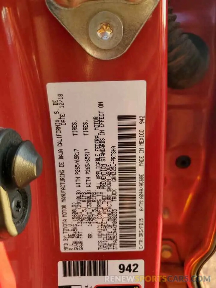 12 fotografías del automóvil dañado 3TMAZ5CN4KM090235 TOYOTA TACOMA 2019