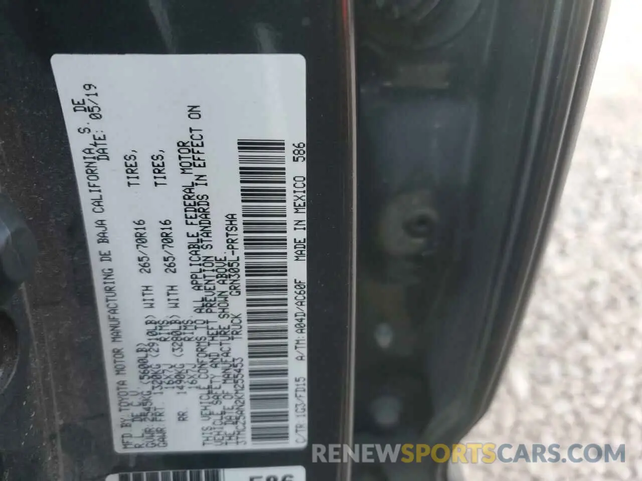 12 fotografías del automóvil dañado 3TMCZ5AN2KM255453 TOYOTA TACOMA 2019