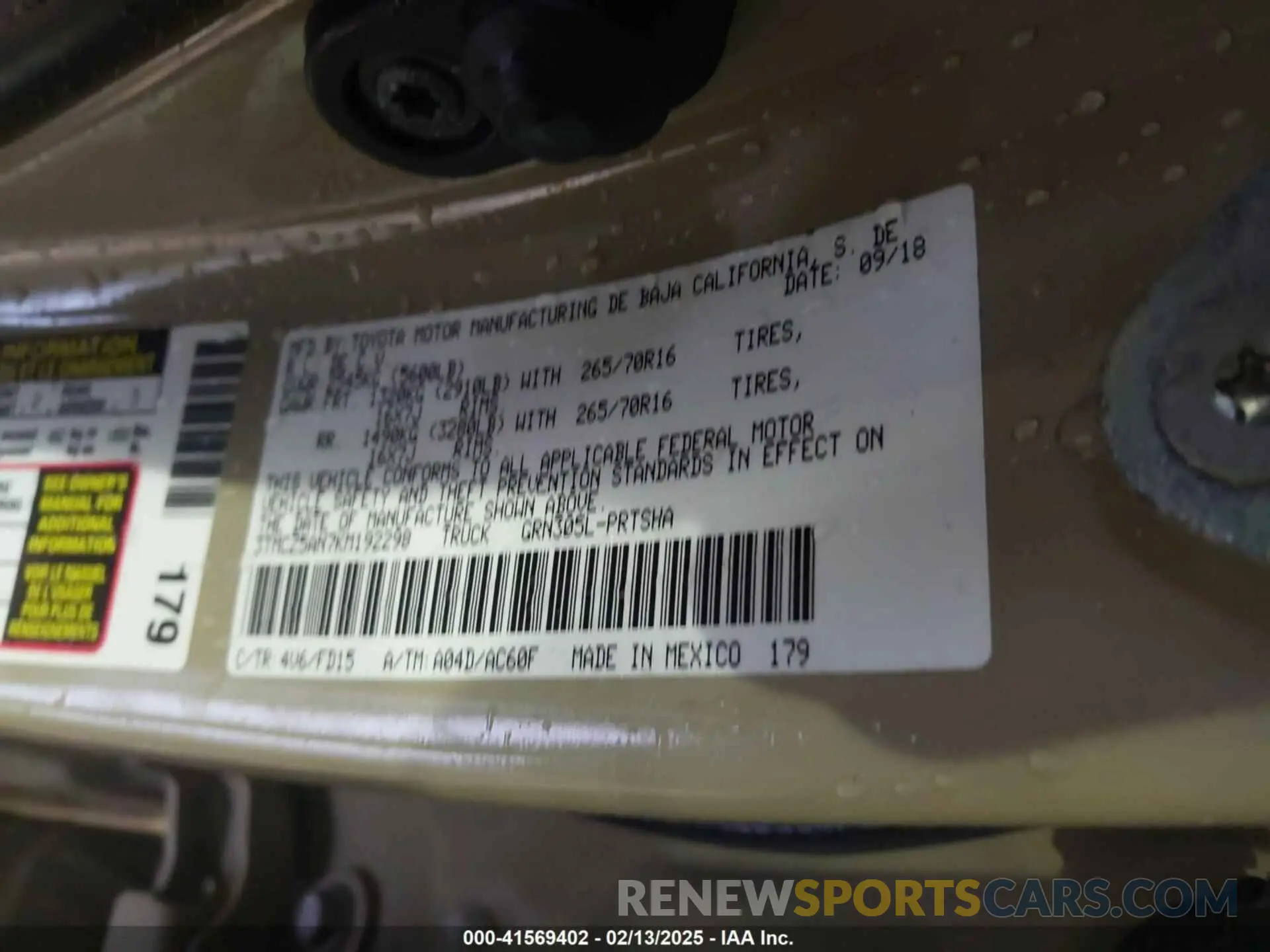 9 fotografías del automóvil dañado 3TMCZ5AN7KM192298 TOYOTA TACOMA 2019