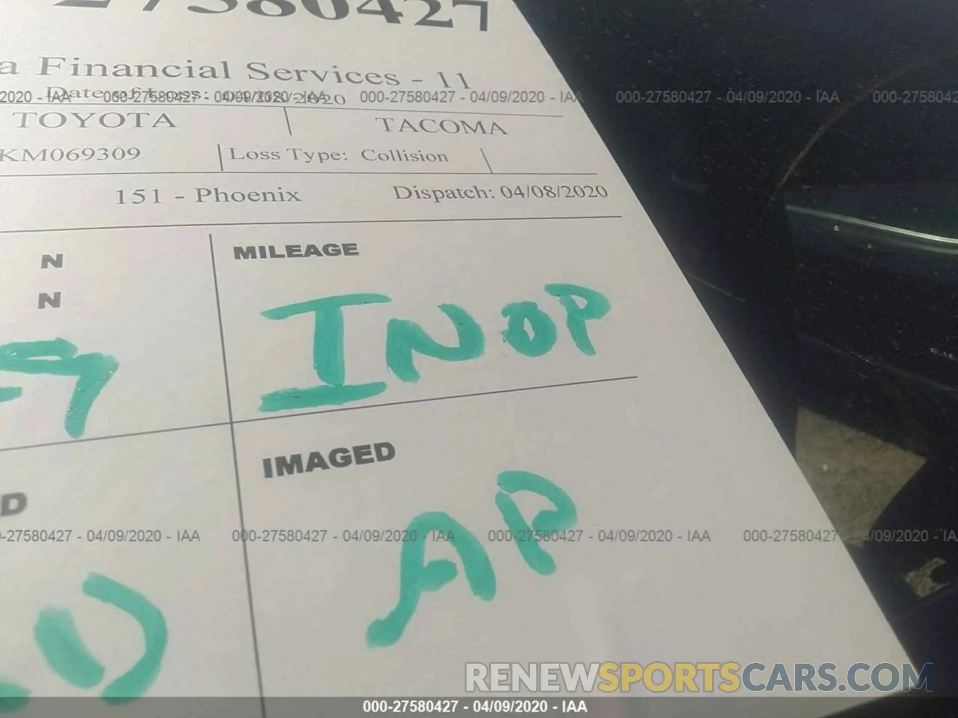 7 fotografías del automóvil dañado 3TMDZ5BN3KM069309 TOYOTA TACOMA 2019