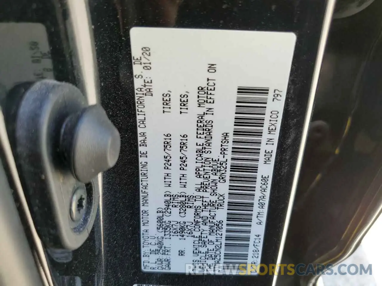 10 fotografías del automóvil dañado 3TMAZ5CN2LM127056 TOYOTA TACOMA 2020