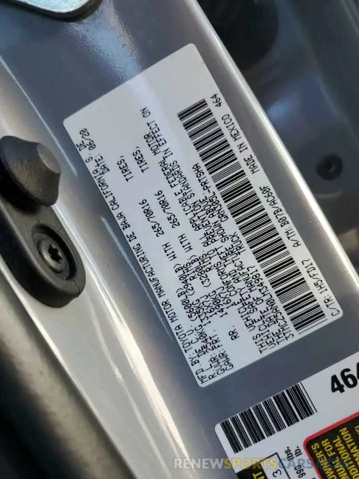 12 fotografías del automóvil dañado 3TMCZ5AN0LM349817 TOYOTA TACOMA 2020