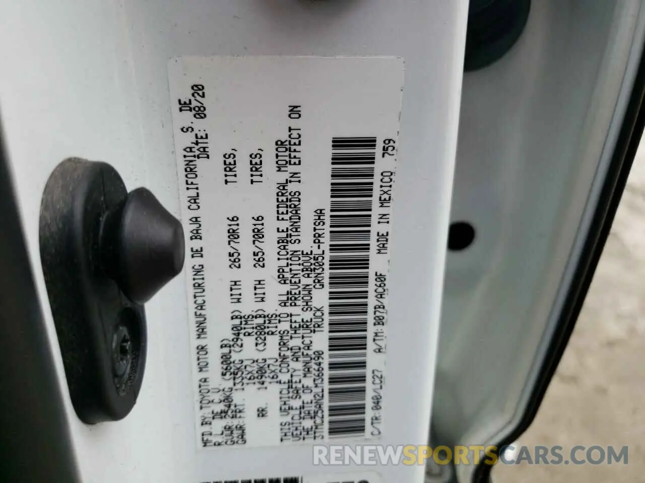 13 fotografías del automóvil dañado 3TMCZ5AN2LM366490 TOYOTA TACOMA 2020
