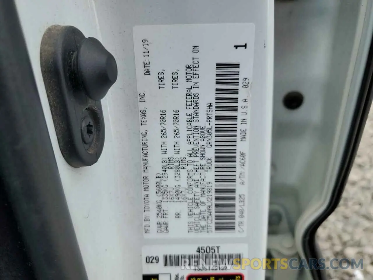 12 fotografías del automóvil dañado 5TFCZ5AN9LX219819 TOYOTA TACOMA 2020