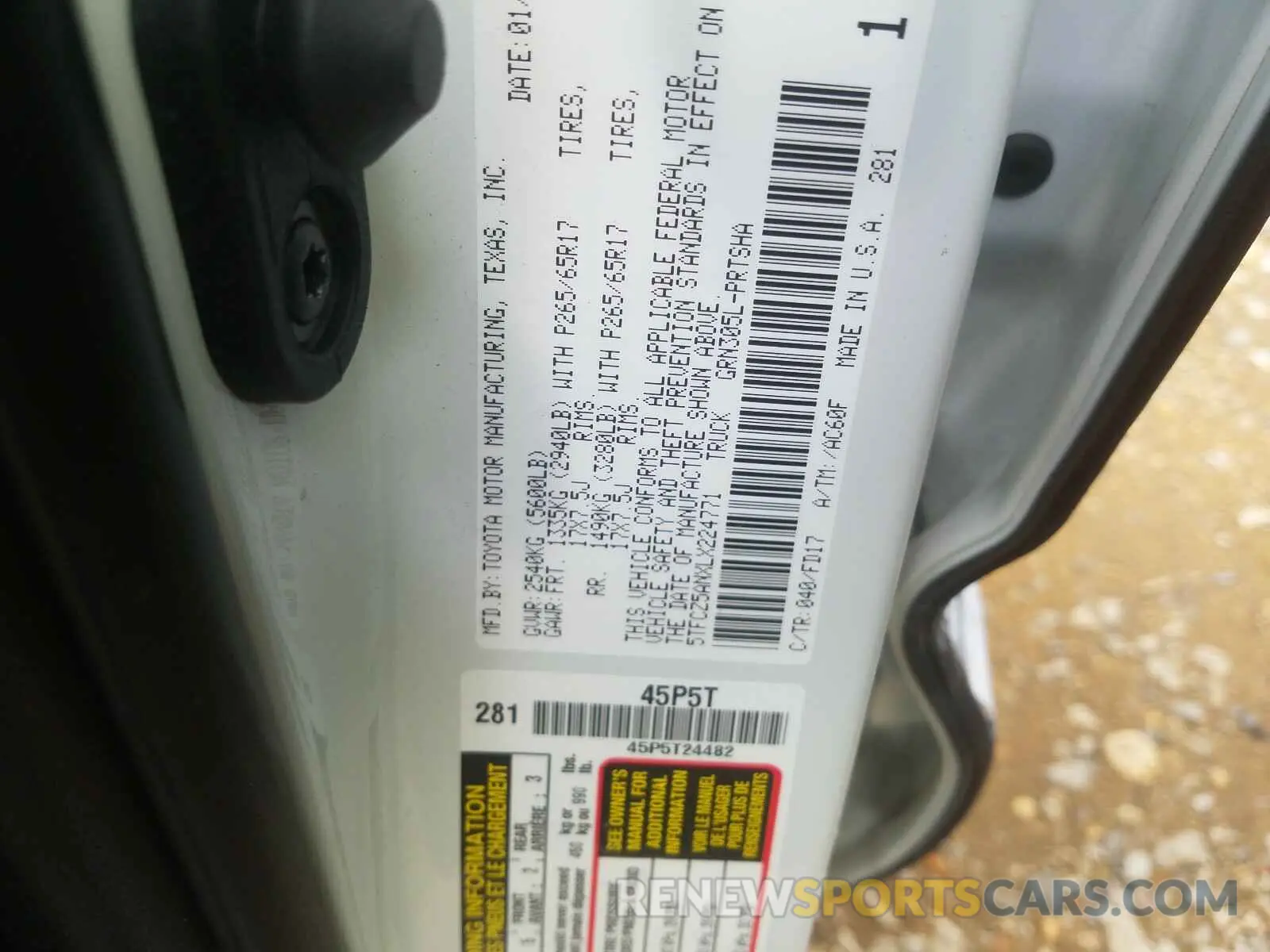 10 fotografías del automóvil dañado 5TFCZ5ANXLX224771 TOYOTA TACOMA 2020