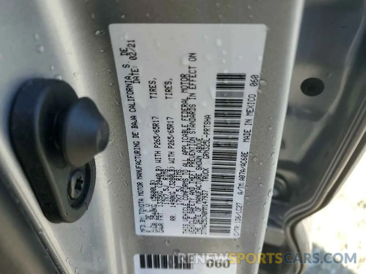12 fotografías del automóvil dañado 3TMAZ5CN0MM147937 TOYOTA TACOMA 2021