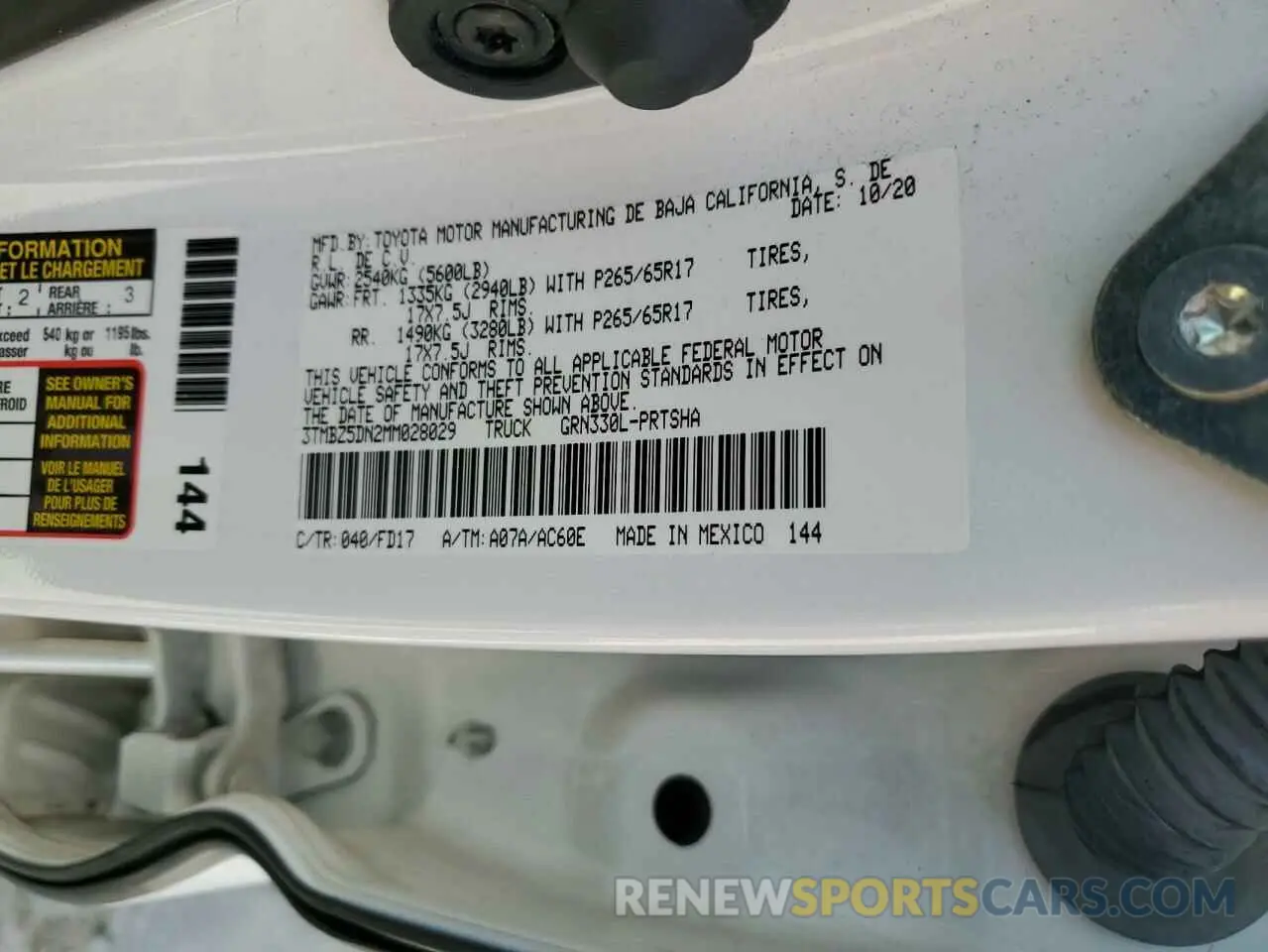 12 fotografías del automóvil dañado 3TMBZ5DN2MM028029 TOYOTA TACOMA 2021