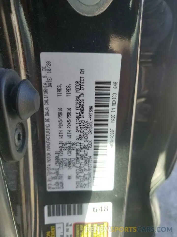 13 fotografías del automóvil dañado 3TMCZ5AN1MM377594 TOYOTA TACOMA 2021
