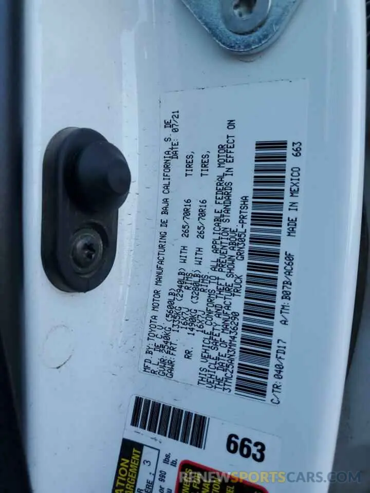 14 fotografías del automóvil dañado 3TMCZ5AN3MM436290 TOYOTA TACOMA 2021