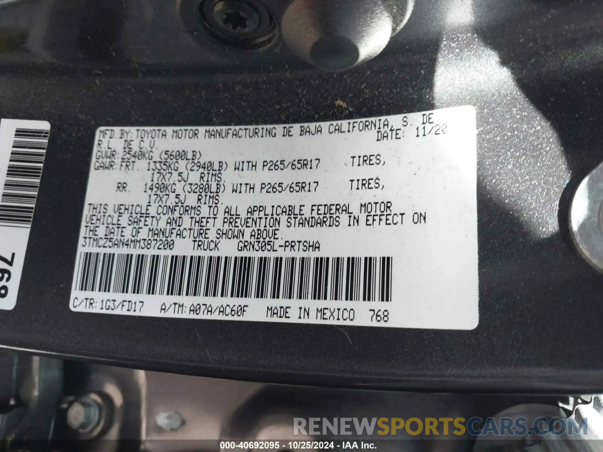 9 fotografías del automóvil dañado 3TMCZ5AN4MM387200 TOYOTA TACOMA 2021