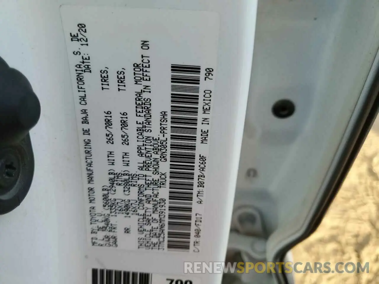 12 fotografías del automóvil dañado 3TMCZ5AN6MM391930 TOYOTA TACOMA 2021