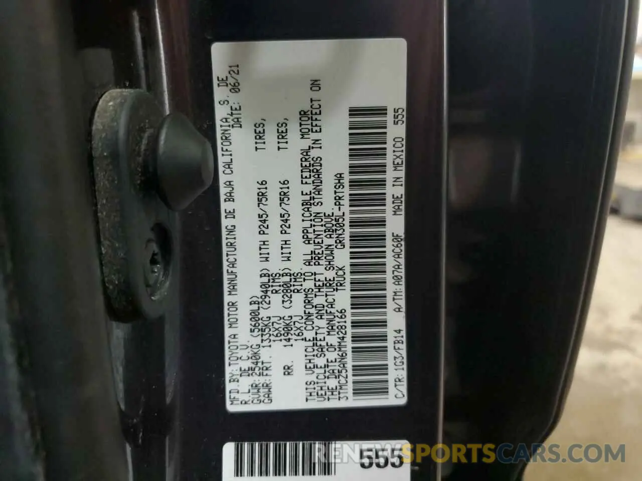 14 fotografías del automóvil dañado 3TMCZ5AN6MM428166 TOYOTA TACOMA 2021