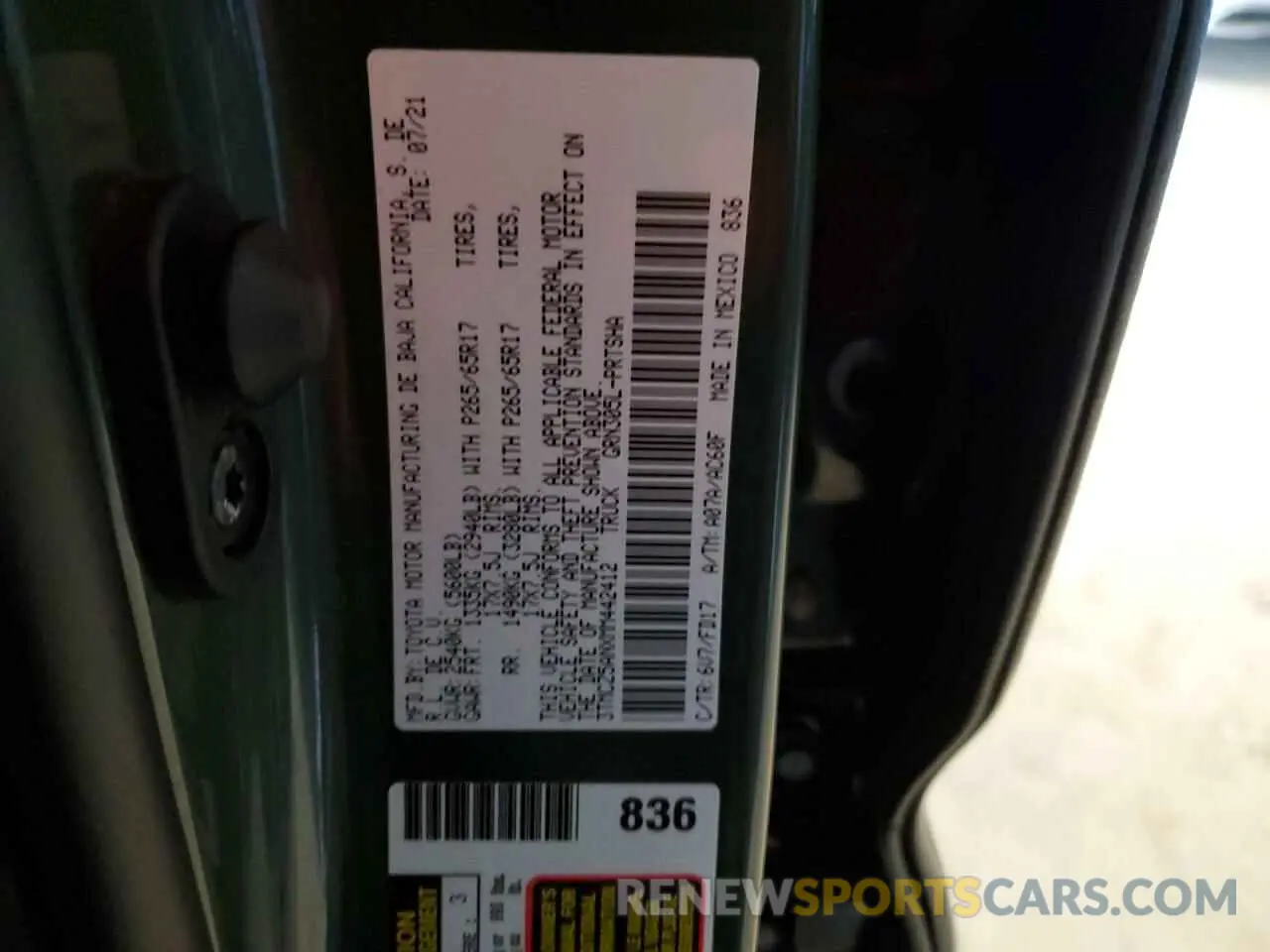 13 fotografías del automóvil dañado 3TMCZ5ANXMM442412 TOYOTA TACOMA 2021