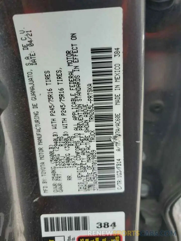 13 fotografías del automóvil dañado 3TYAX5GN7MT019859 TOYOTA TACOMA 2021