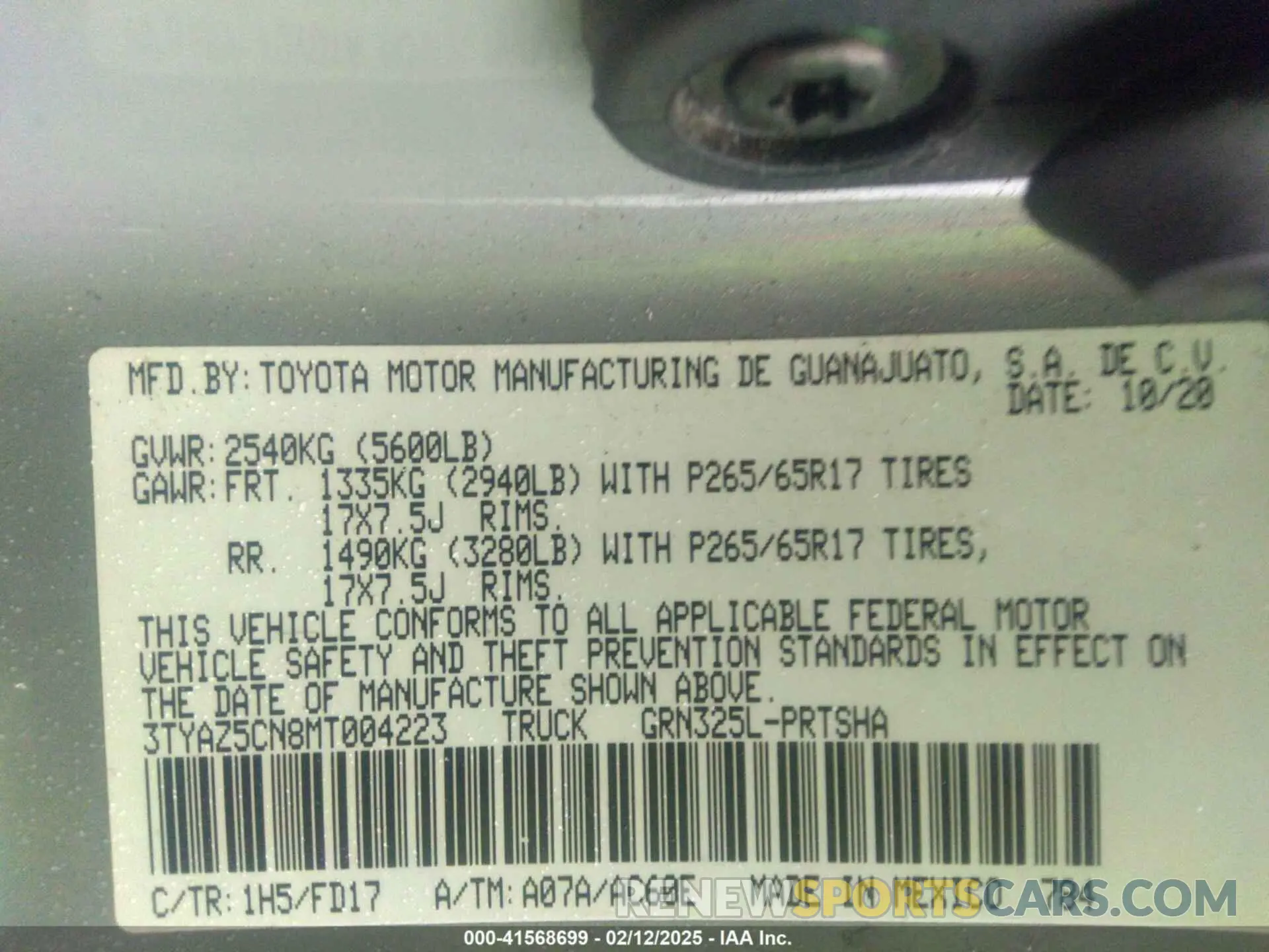 9 fotografías del automóvil dañado 3TYAZ5CN8MT004223 TOYOTA TACOMA 2021