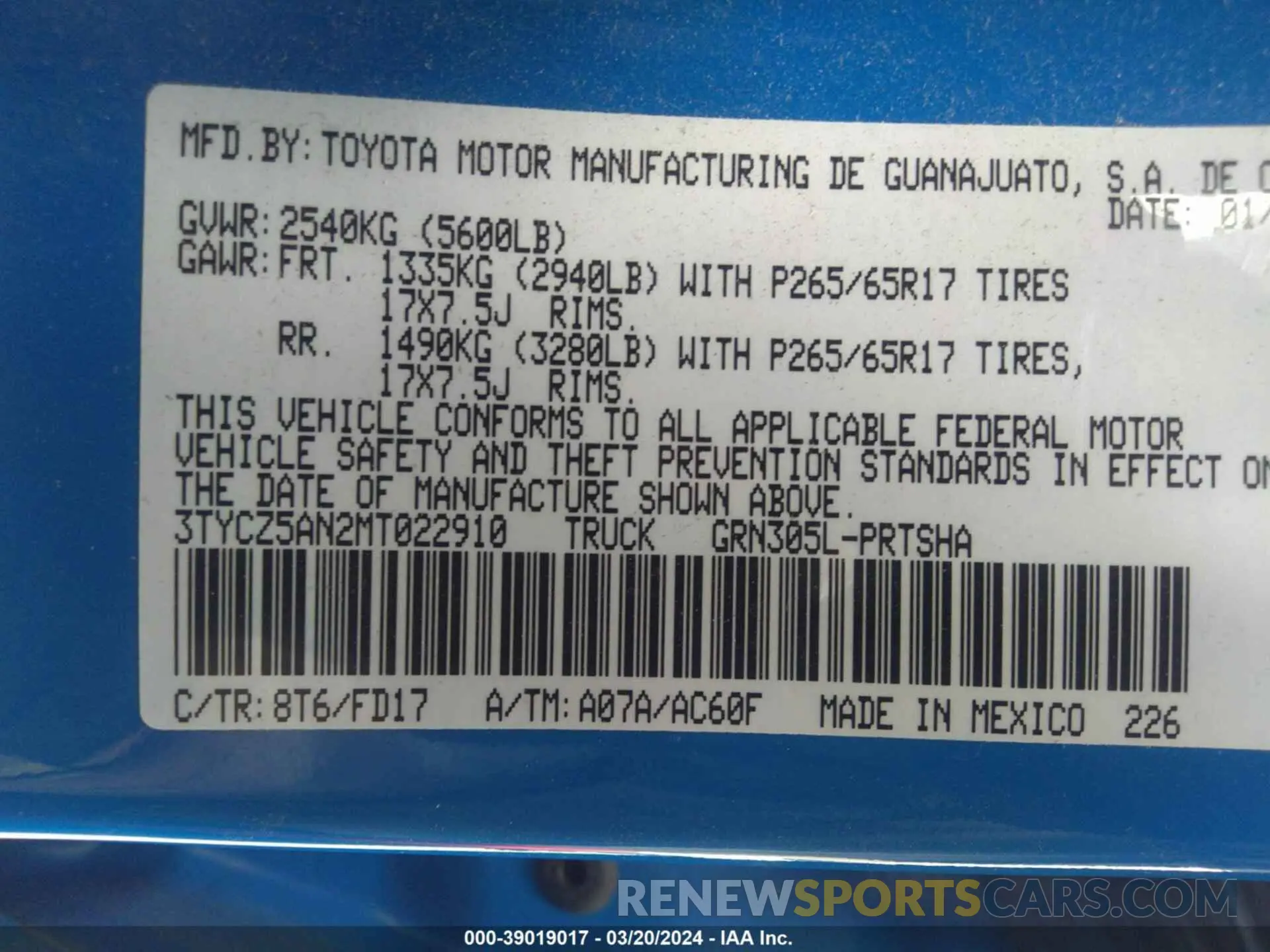 9 fotografías del automóvil dañado 3TYCZ5AN2MT022910 TOYOTA TACOMA 2021