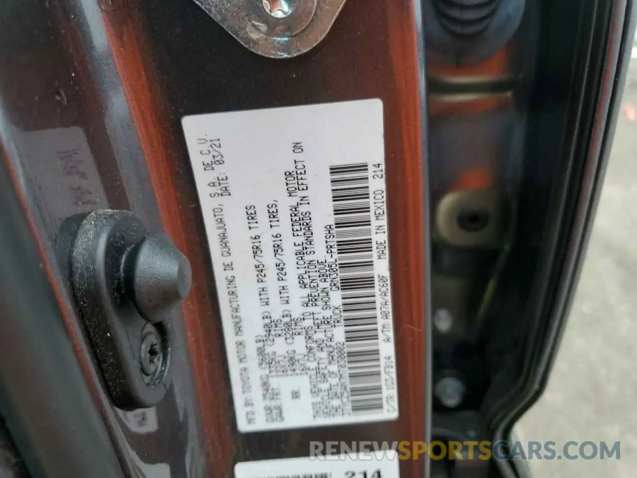 12 fotografías del automóvil dañado 3TYCZ5AN7MT030002 TOYOTA TACOMA 2021