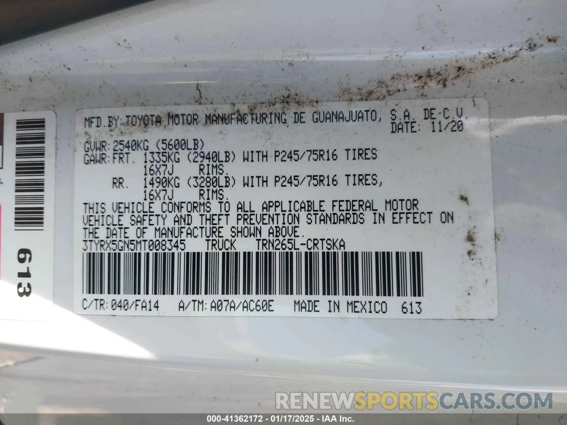 9 fotografías del automóvil dañado 3TYRX5GN5MT008345 TOYOTA TACOMA 2021
