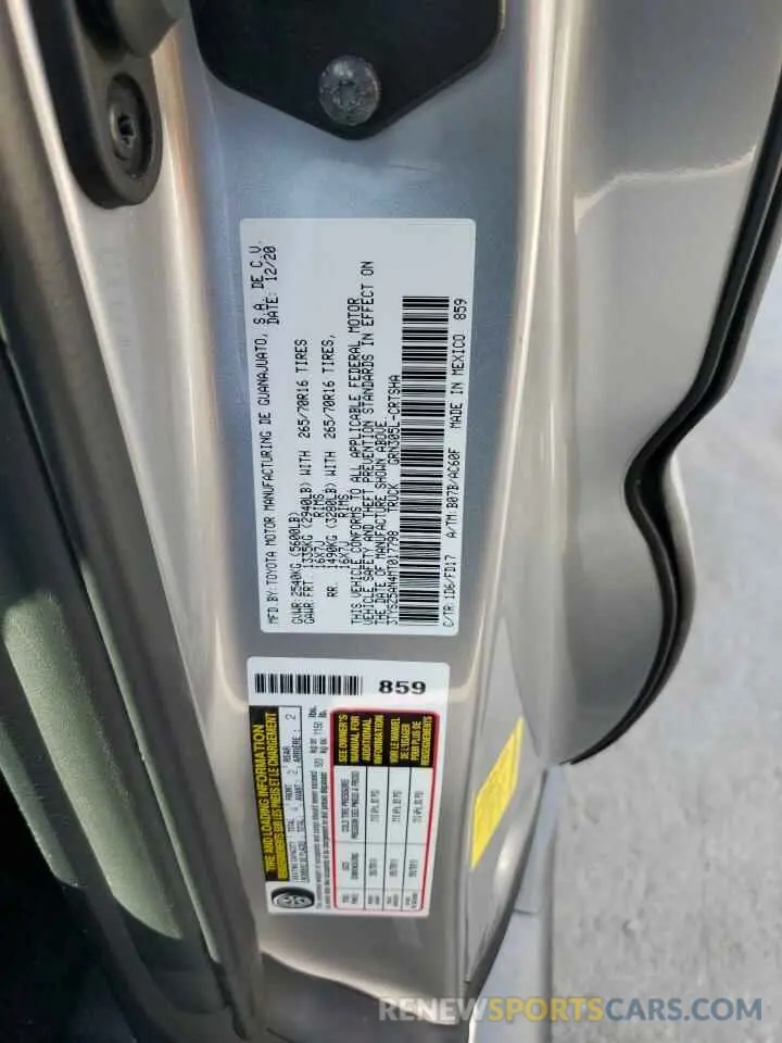 12 fotografías del automóvil dañado 3TYSZ5AN4MT017798 TOYOTA TACOMA 2021