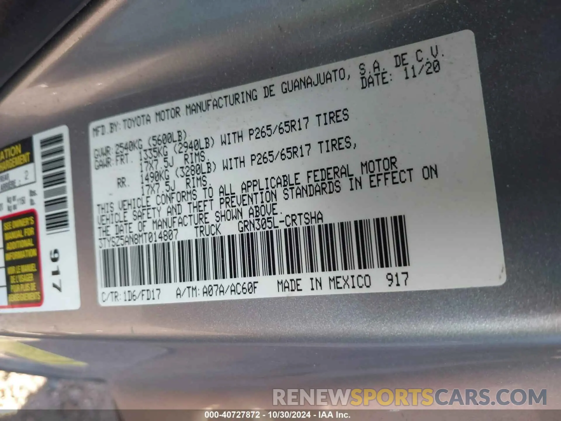 9 fotografías del automóvil dañado 3TYSZ5AN8MT014807 TOYOTA TACOMA 2021