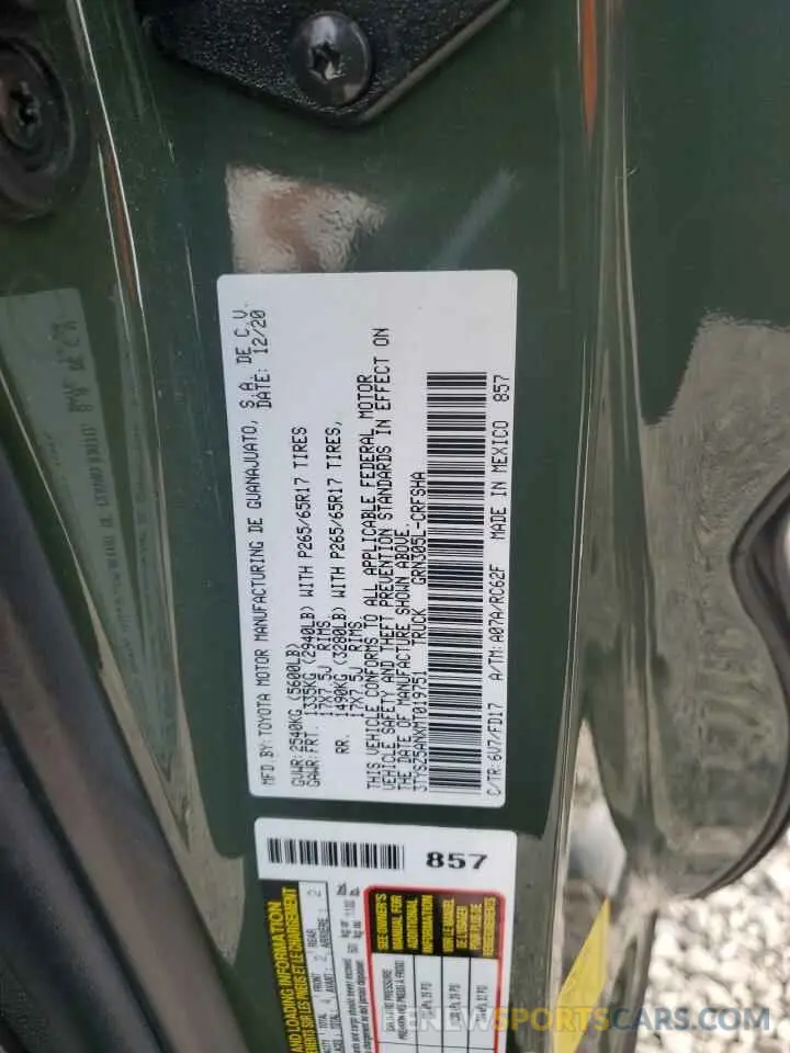 12 fotografías del automóvil dañado 3TYSZ5ANXMT019751 TOYOTA TACOMA 2021