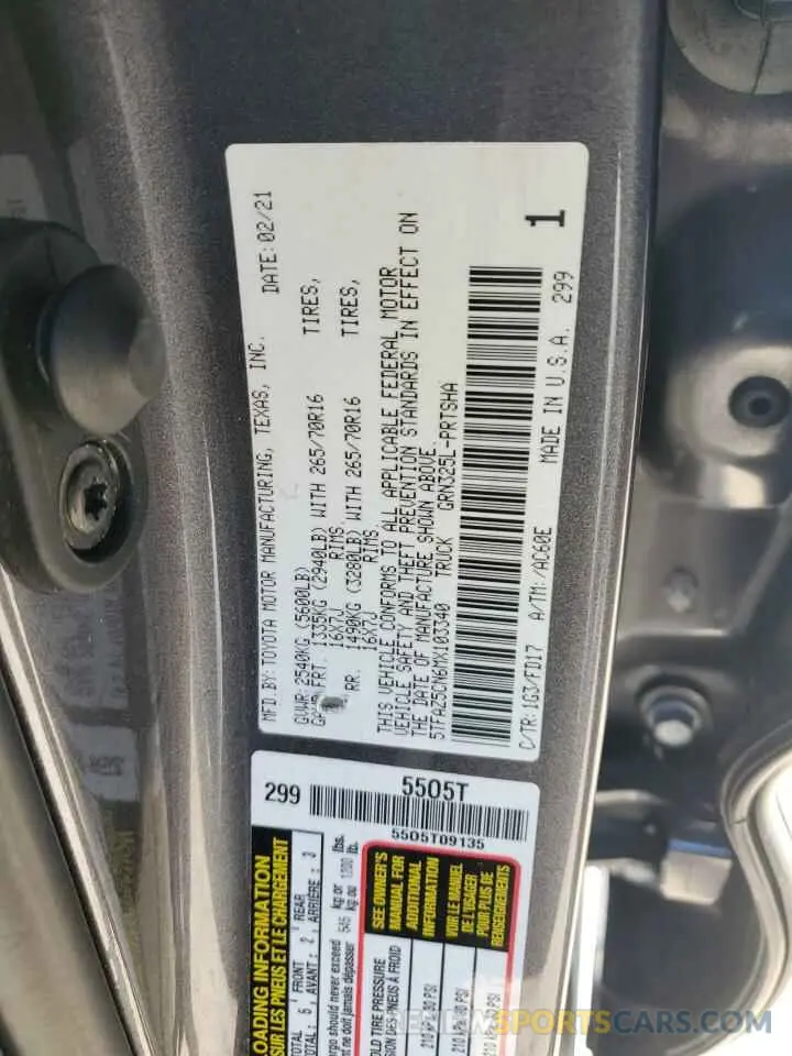 14 fotografías del automóvil dañado 5TFAZ5CN6MX103340 TOYOTA TACOMA 2021