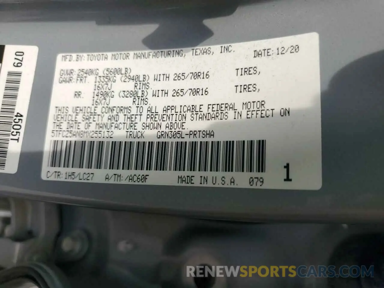 13 fotografías del automóvil dañado 5TFCZ5AN8MX255132 TOYOTA TACOMA 2021