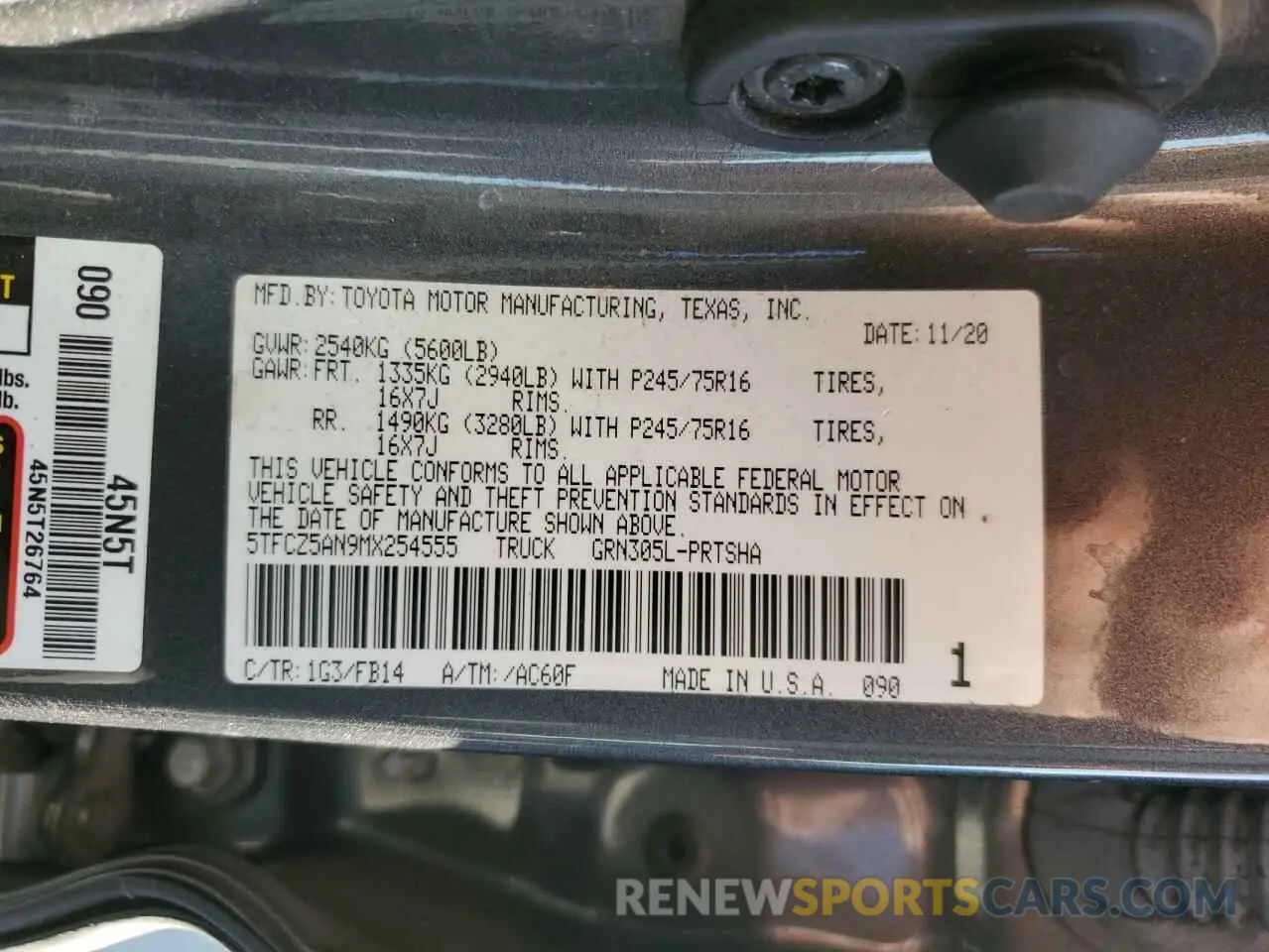 13 fotografías del automóvil dañado 5TFCZ5AN9MX254555 TOYOTA TACOMA 2021