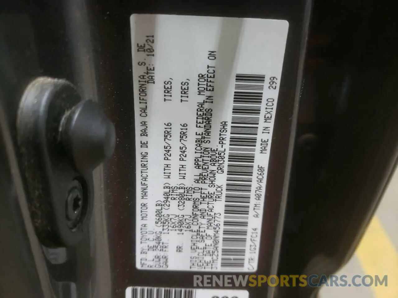 12 fotografías del automóvil dañado 3TMCZ5AN0NM456773 TOYOTA TACOMA 2022