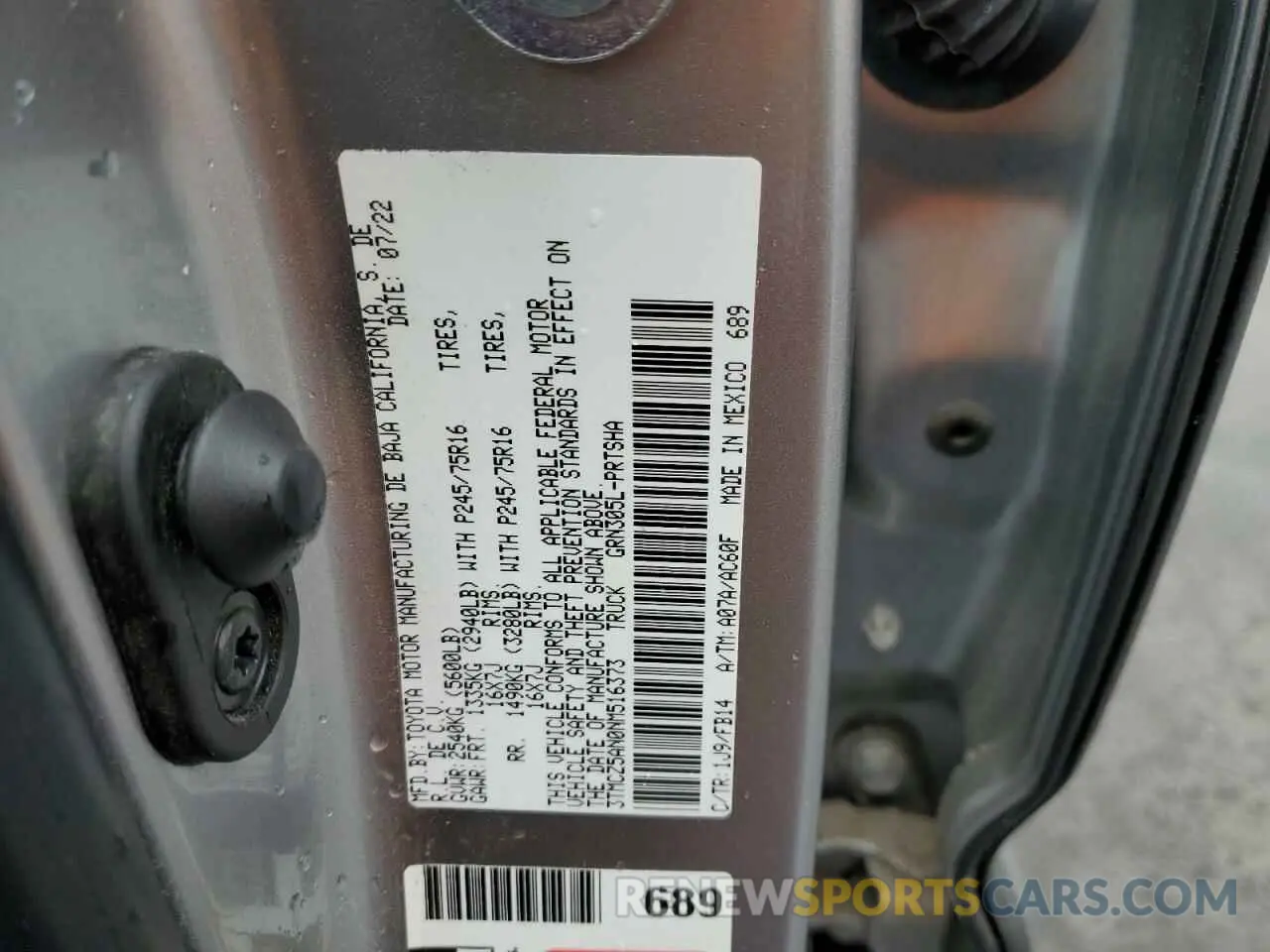 14 fotografías del automóvil dañado 3TMCZ5AN0NM516373 TOYOTA TACOMA 2022