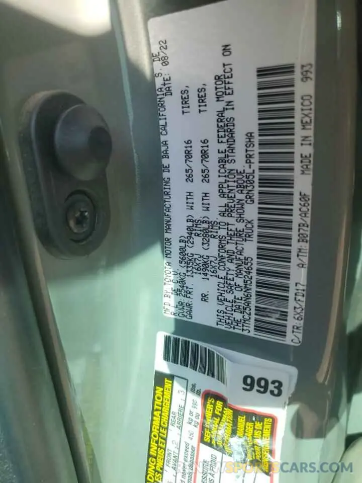 13 fotografías del automóvil dañado 3TMCZ5AN6NM524655 TOYOTA TACOMA 2022