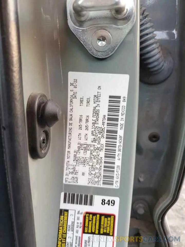 12 fotografías del automóvil dañado 3TMCZ5AN7NM478494 TOYOTA TACOMA 2022