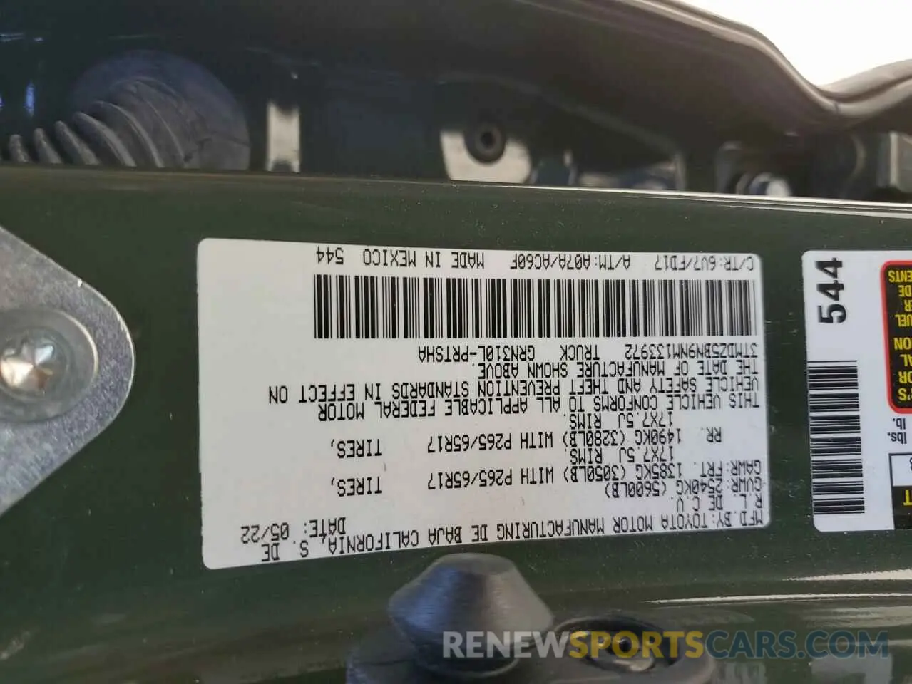 15 fotografías del automóvil dañado 3TMDZ5BN9NM133972 TOYOTA TACOMA 2022