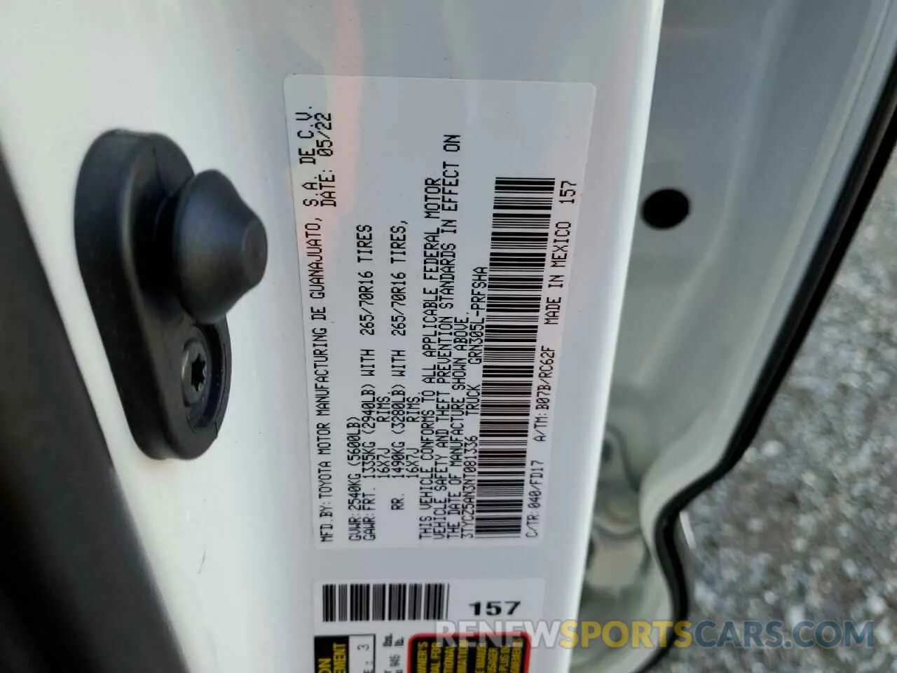 13 fotografías del automóvil dañado 3TYCZ5AN3NT081336 TOYOTA TACOMA 2022