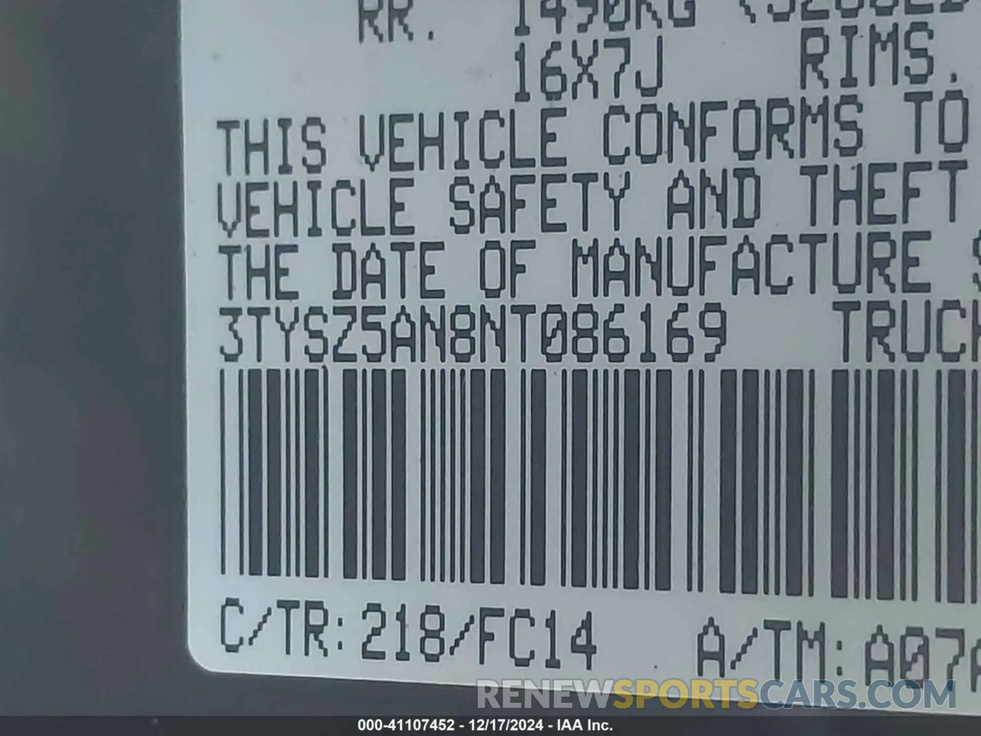 9 fotografías del automóvil dañado 3TYSZ5AN8NT086169 TOYOTA TACOMA 2022